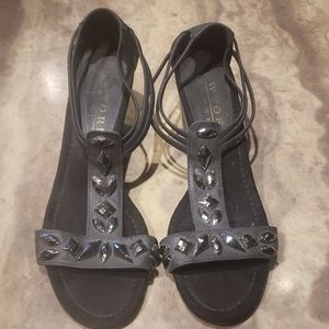 Black wedge with rhinestones.